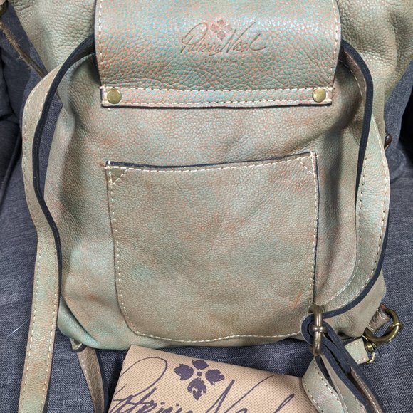 PATRICIA NASH Luzille leather vintage women's backpack bag GREEN + Dust bag - Picture 3 of 9